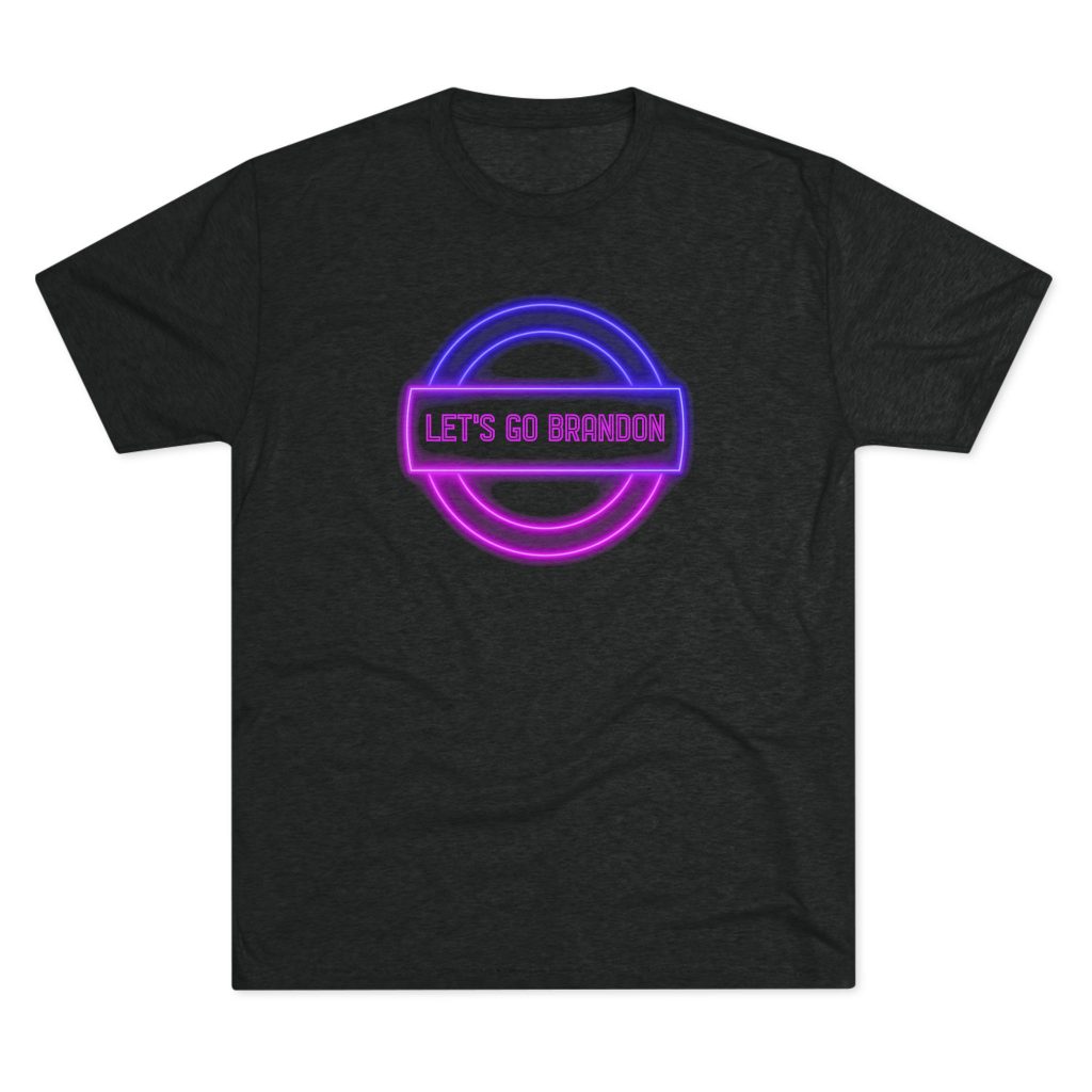 Men's T-shirt with bold 'Let’s Go Brandon' slogan, a popular political phrase expressing opposition to Joe Biden